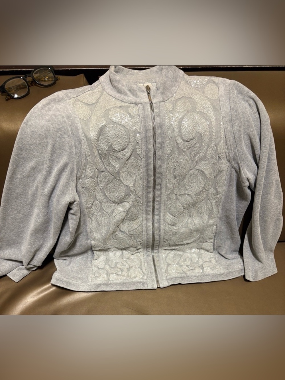 Women's Light Gray Zip-Front Jacket